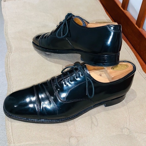 Premium Black Bespoke Cap Toe Oxfords. - Picture 7 of 16